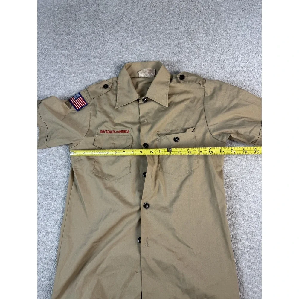 Vintage Boy Scouts‎ Of America Shirt Boys 16 Khaki Uniform Short Sleeve 80s
